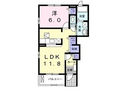 マルビエント(1LDK/1階)の間取り写真