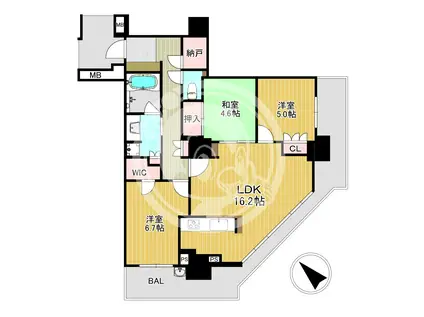 ローレルスクエア大阪ベイタワー(3LDK/12階)の間取り写真
