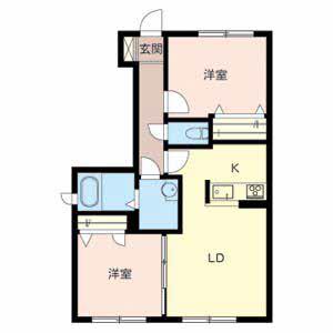 アルティ逢坂B(2LDK/1階)の間取り写真