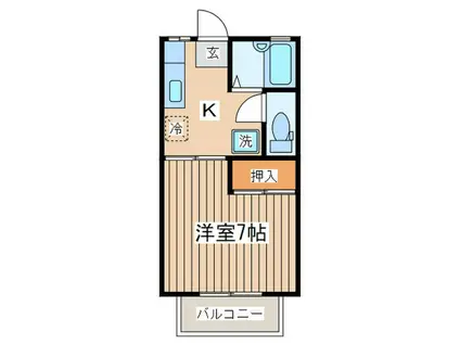 プリムローズ旭ヶ丘(1K/2階)の間取り写真