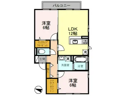 ヴューコート(2LDK/2階)の間取り写真