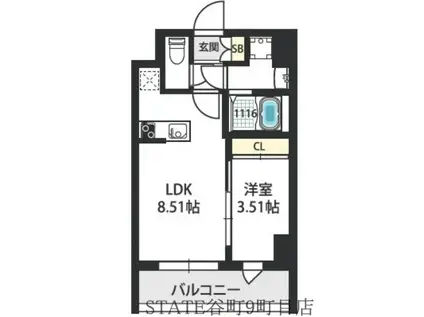 グランパシフィック東今里INNOVATION(1LDK/6階)の間取り写真