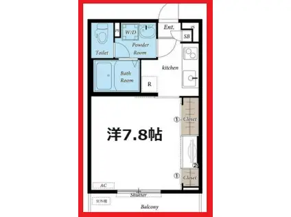 リブリ・エムディアイ足立I(1K/1階)の間取り写真