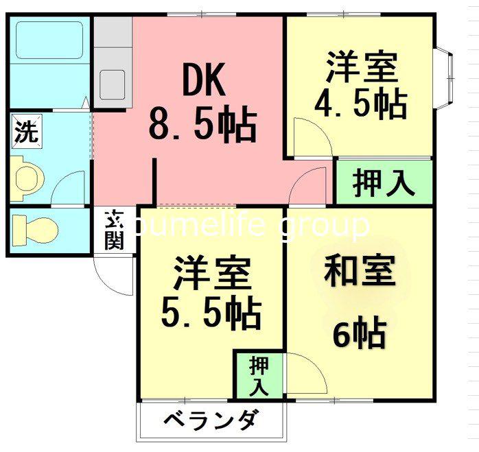 グランデュールラークヒル(3DK/2階)の間取り写真