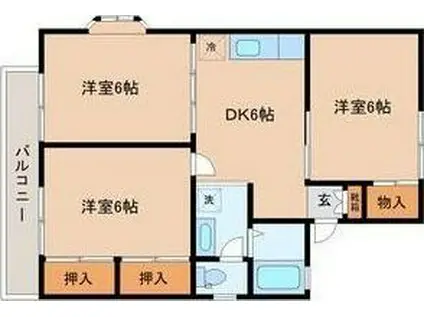 ブーケ・ド・ツルマキA棟(3DK/2階)の間取り写真