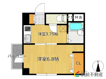 エステイト山城(1K/4階)の間取り写真