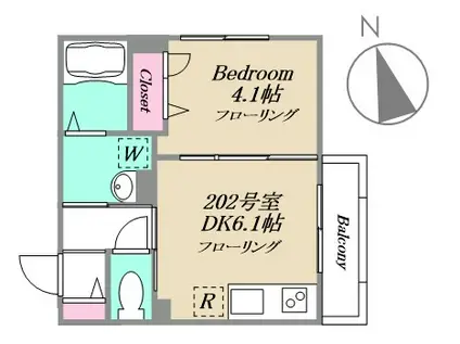 シーマーク アヴェニュー(1DK/2階)の間取り写真