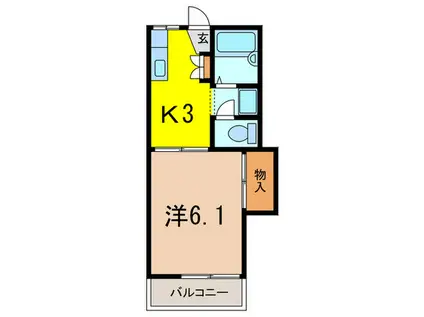 カーサ仁川(1K/1階)の間取り写真