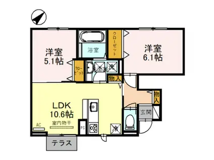 HONU・REPOS(2LDK/1階)の間取り写真