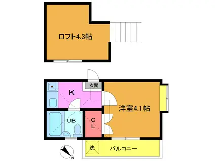 サンシティ新井(1K/2階)の間取り写真