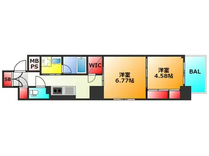 ネットフローラ立売堀(2K/5階)の間取り写真