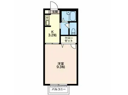 ディアス・天神(1K/2階)の間取り写真