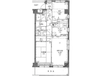 グリーンパーク早稲田III(2LDK/1階)の間取り写真