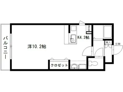 エクシード新町(1K/4階)の間取り写真