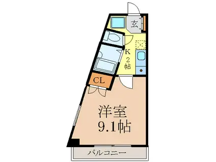KEYFLAT千種(1K/3階)の間取り写真