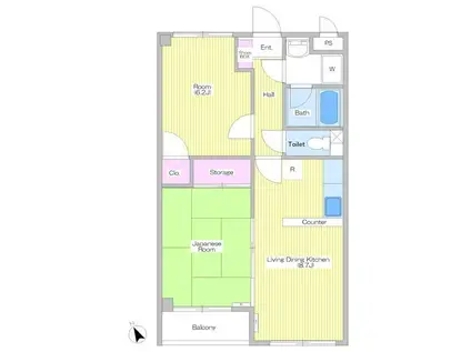 ブランドール高麗(2LDK/2階)の間取り写真