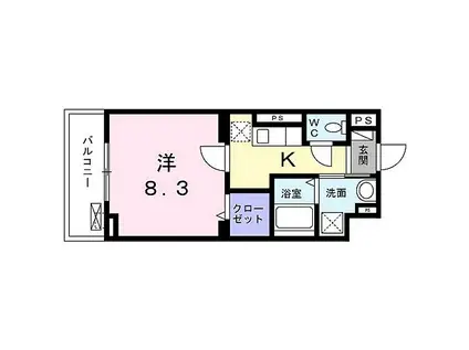 ブルック ブリーズ(1K/4階)の間取り写真