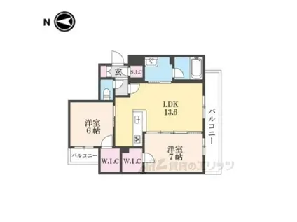 シャーメゾン五位堂(2LDK/2階)の間取り写真