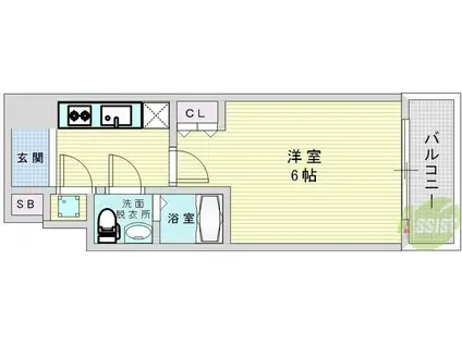 エスリード新梅田ノースポイント(1K/6階)の間取り写真