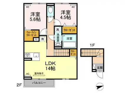 CIELLA(2LDK/2階)の間取り写真
