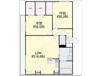 GRAND VERT SHIMIZU(2LDK/2階)の間取り写真