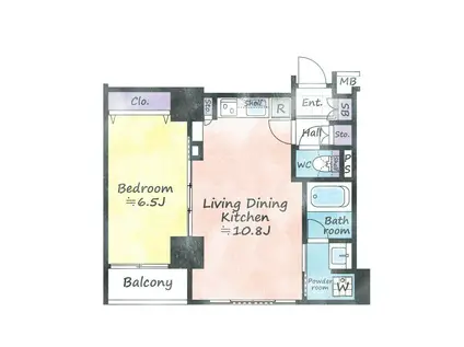 ドルチェ日本橋浜町弐番館(1LDK/4階)の間取り写真