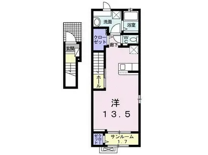 レジェンド バレー A(ワンルーム/2階)の間取り写真