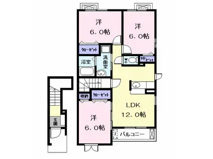 アルジェント I(3LDK/2階)の間取り写真