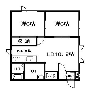 ハイエスト末広5(2LDK/1階)の間取り写真