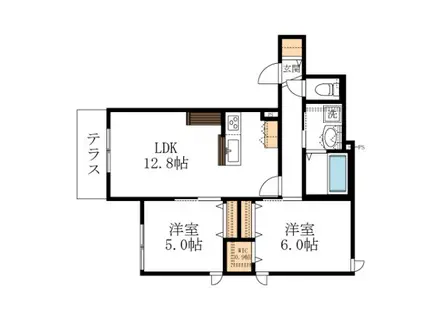 イースト-MIKUNIGAOKA(2LDK/1階)の間取り写真