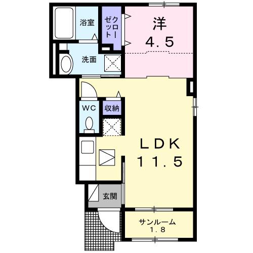 パルファン南落合02(1LDK/1階)の間取り写真