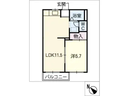 サンヴィレッヂ(1LDK/2階)の間取り写真