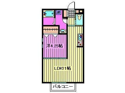 JR京浜東北線 大宮駅(埼玉) 徒歩22分 2階建 築9年(1LDK/2階)の間取り写真
