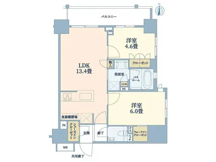 オープンレジデンシア本郷後楽園(2LDK/3階)の間取り写真