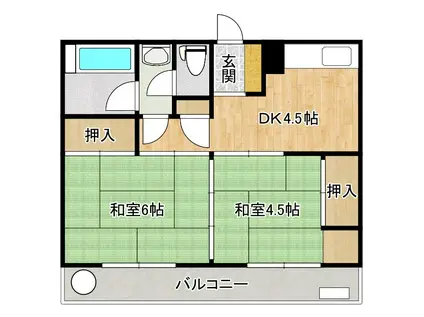 足立レジデンス(2DK/4階)の間取り写真