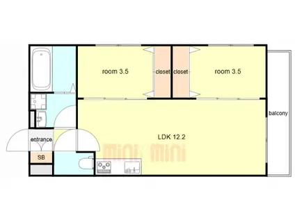 TIO SERENO(2LDK/3階)の間取り写真