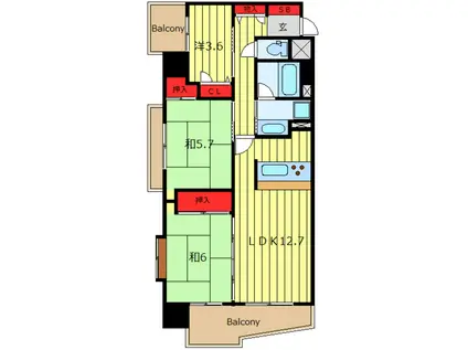 日暮里サニーコート(3LDK/2階)の間取り写真