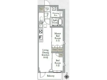 LIVE CASA千鳥(2LDK/2階)の間取り写真