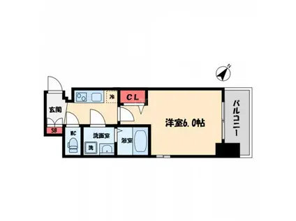 エスリード難波ザ・プレミア(1K/12階)の間取り写真