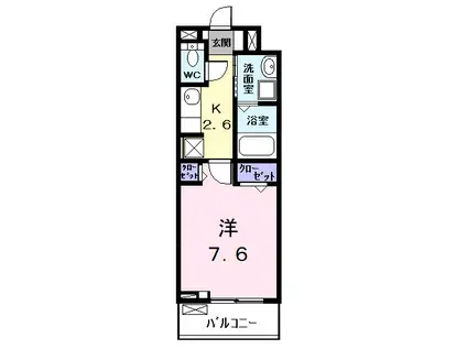 カーサ大塩(1K/2階)の間取り写真