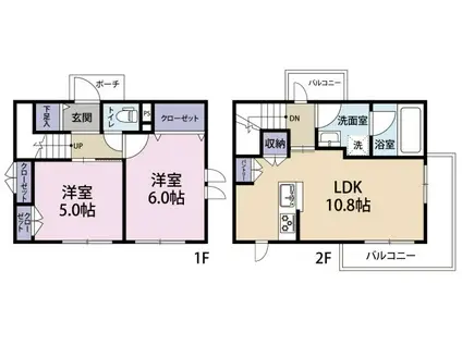 クレール等々力(2LDK/1階)の間取り写真