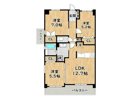 ウェルステ-ジ(3LDK/2階)の間取り写真