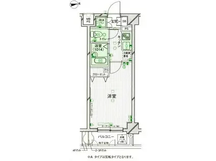 パークウェル高円寺駅前(1K/4階)の間取り写真