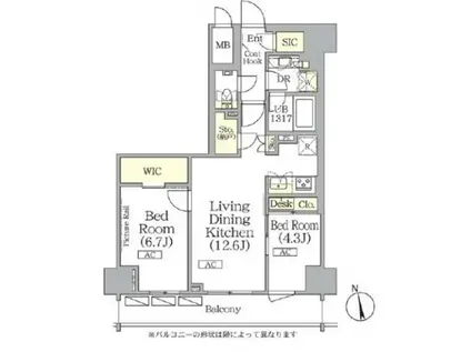 ザパークハビオ神楽坂レジデンスサウスザパークハビオ神楽坂レジデ(2LDK/4階)の間取り写真