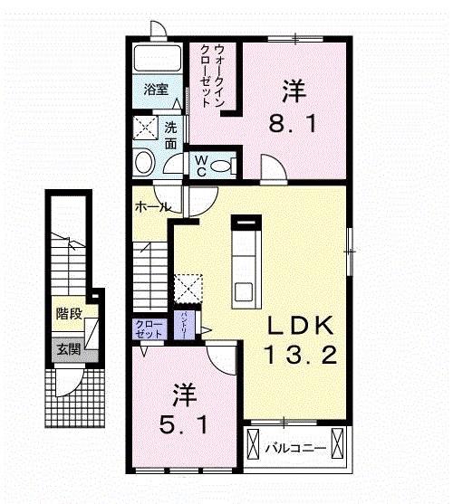レジデンス M-I(2LDK/2階)の間取り写真