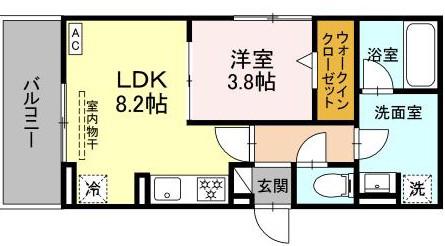 ノクターン内山(1LDK/3階)の間取り写真