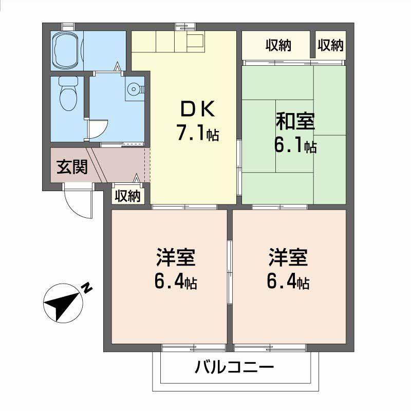 エスポアール北豊中(3DK/2階)の間取り写真
