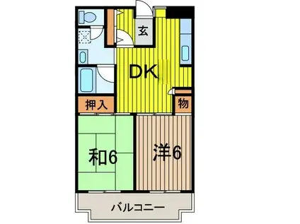 ドウェル武蔵浦和(2DK/5階)の間取り写真