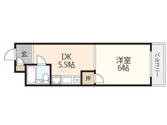 第3中西マンション(1DK/1階)の間取り写真