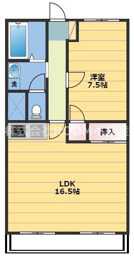 メゾンド都原(1LDK/3階)の間取り写真